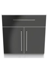 Ready Assembled 2 U Gloucester 1 Drawer 2 Door Sideboard (Ready Assembled) in Black - thumbnail 1