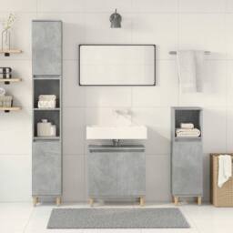 Berkfield Home Durable 3 Piece Bathroom Furniture Set Concrete Grey Engineered Wood - thumbnail 1
