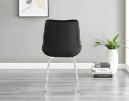 FurnitureboxUK Santorini Brown Round Dining Table & 4/6 Pesaro Silver Leg Chairs in Black - thumbnail 6