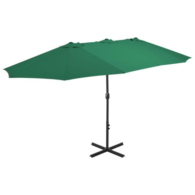 Berkfield Home Outdoor Parasol with Aluminium Pole 460x270 cm Green - image 1