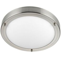 Loops IP44 Outdoor Dimmable Bulkhead Light Satin Nickel Bathroom Flush Ceiling Lamp in Metallics - thumbnail 3