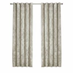 Snug City Crushed Velvet Eyelet Curtains Luxurious Finish for Contemporary Homes in Cream - Size: 167 cm width x 137 cm drop - thumbnail 2