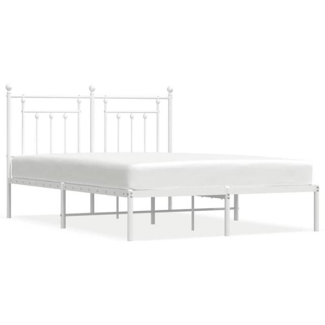 Berkfield Home Metal Bed Frame with Headboard White 140x190 cm - image 1