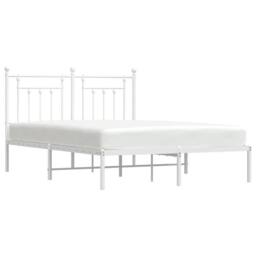 Berkfield Home Metal Bed Frame with Headboard White 140x190 cm - thumbnail 5
