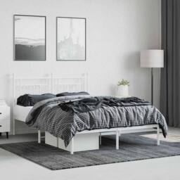 Berkfield Home Metal Bed Frame with Headboard White 140x190 cm - thumbnail 4