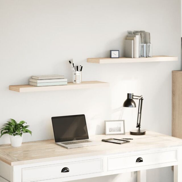 Berkfield Home Floating Shelves 2 pcs 90x23.5x4 cm Engineered Wood in Brown - image 1