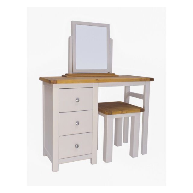 Cabinet Bits Argenta 3 Drawer Dressing Table Set Chrome Knob in Light Grey - image 1