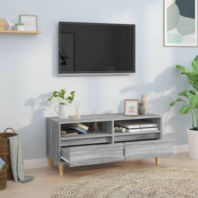 Berkfield Home TV Cabinet Grey Sonoma 100x34.5x44.5 cm Engineered Wood - image 1