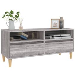Berkfield Home TV Cabinet Grey Sonoma 100x34.5x44.5 cm Engineered Wood - thumbnail 4