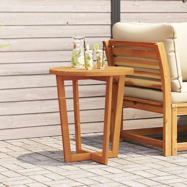 Berkfield Home Garden Side Table Round √ò70x75 cm Solid Wood Acacia in Brown - Size: 70x75 cm - image 1