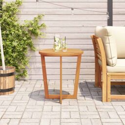 Berkfield Home Garden Side Table Round √ò70x75 cm Solid Wood Acacia in Brown - Size: 70x75 cm - thumbnail 3