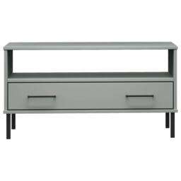 Berkfield Home Beautiful Coffee Table with Metal Legs Grey 85x50x45 cm Solid Woo - Size: 85 x 50 x 45 cm - thumbnail 4