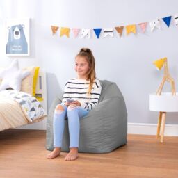 icon Teen Bean Bag Chair Grey Childrens Bean Bags in Light Grey - thumbnail 3