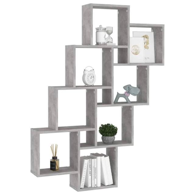 Berkfield Home Wall Cube Shelf Concrete Grey 90x15x119 cm Engineered Wood - Size: 90 x 15 x 119 cm - image 1