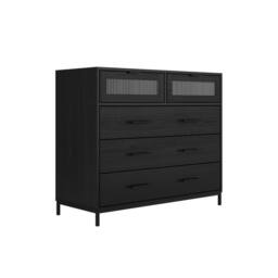 Wyld Haus Lou Matt Black 5 Drawer Reeded Wood Chest - thumbnail 5