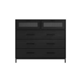 Wyld Haus Lou Matt Black 5 Drawer Reeded Wood Chest - thumbnail 2