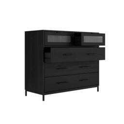 Wyld Haus Lou Matt Black 5 Drawer Reeded Wood Chest - thumbnail 4
