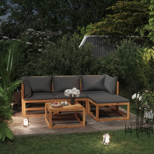 Berkfield Home 5 Piece Garden Lounge Set with Cushions Solid Wood Acacia (UK/IE/FI/NO only) in Brown - image 1