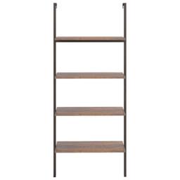 Berkfield Home Practical 4-Tier Leaning Shelf Dark Brown & Black 64x35x152.5 cm - thumbnail 1