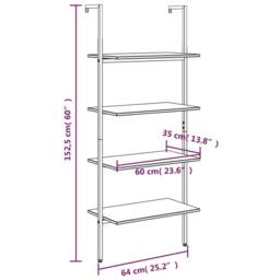 Berkfield Home Practical 4-Tier Leaning Shelf Dark Brown & Black 64x35x152.5 cm - thumbnail 8