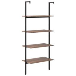 Berkfield Home Practical 4-Tier Leaning Shelf Dark Brown & Black 64x35x152.5 cm - thumbnail 5