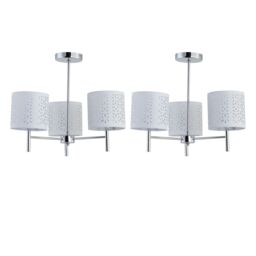 First Choice Lighting Set of 2 Brea - Chrome 3 Light Fittings with White Cut Out Shades in Silver - thumbnail 1