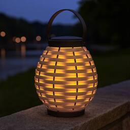Lighting Collection Boheme Glow Solar Outdoor Lantern in Brown - thumbnail 1