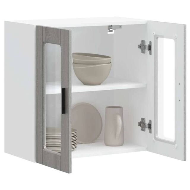 Berkfield Home Kitchen Wall Cabinet with Glass Door Porto Grey Sonoma - image 1