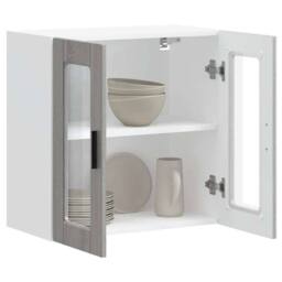 Berkfield Home Kitchen Wall Cabinet with Glass Door Porto Grey Sonoma - thumbnail 1