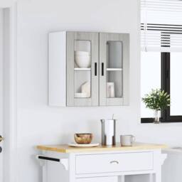 Berkfield Home Kitchen Wall Cabinet with Glass Door Porto Grey Sonoma - thumbnail 4