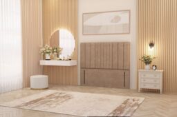 "Somnior Alexas 54"" Floor Standing Headboard Plush Velvet in Beige - Size: King" - thumbnail 1