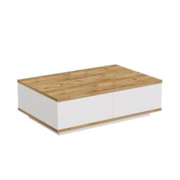 CALICOSY Rectangular Coffee Table With 1 Drop-Leaf, White & Atlantic Pine - … in Light Brown