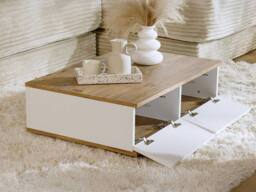 CALICOSY Rectangular Coffee Table With 1 Drop-Leaf, White & Atlantic Pine - … in Light Brown - thumbnail 9