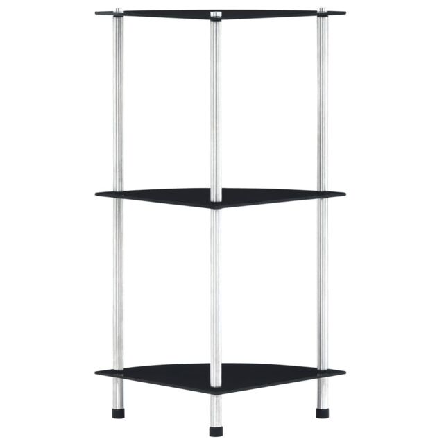 Berkfield Home 3-Tier Shelf Black 30x30x67 cm Tempered Glass - Size: 30 x 30 x 67 cm - image 1