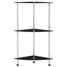 Berkfield Home 3-Tier Shelf Black 30x30x67 cm Tempered Glass - Size: 30 x 30 x 67 cm - thumbnail 2