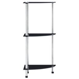 Berkfield Home 3-Tier Shelf Black 30x30x67 cm Tempered Glass - Size: 30 x 30 x 67 cm - thumbnail 3