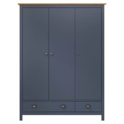 Berkfield Home 3-Door Wardrobe Hill Grey 127x50x170 cm Solid Pine Wood - Size: 127 x 50 x 170 cm - thumbnail 2