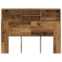 Berkfield Home Headboard Cabinet Old Wood 140x19x103.5 cm in Brown - thumbnail 4