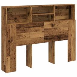 Berkfield Home Headboard Cabinet Old Wood 140x19x103.5 cm in Brown - thumbnail 1