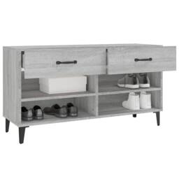 Berkfield Home Shoe Cabinet Grey Sonoma 102x35x55 cm Engineered Wood - Size: 102 x 35 x 55 cm - thumbnail 5
