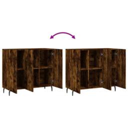 Berkfield Home Sideboard Smoked Oak 90x34x80 cm Engineered Wood in Brown - Size: 90 x 34 x 80 cm - thumbnail 9