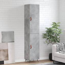 Berkfield Home Highboard Concrete Grey 34.5x34x180 cm Engineered Wood - thumbnail 2