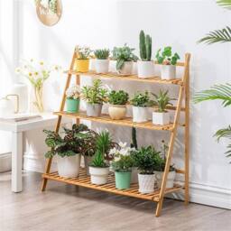 EONLION Bamboo Plant Stand 3-Tier Ladder Planter Holder in Brown - thumbnail 3