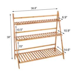 EONLION Bamboo Plant Stand 3-Tier Ladder Planter Holder in Brown - thumbnail 2