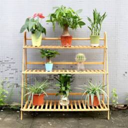 EONLION Bamboo Plant Stand 3-Tier Ladder Planter Holder in Brown - thumbnail 5