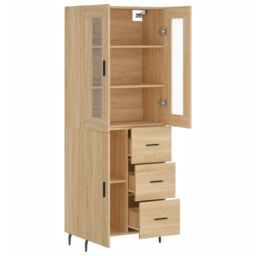 Berkfield Home Highboard Sonoma Oak 69.5x34x180 cm Engineered Wood in Brown - thumbnail 4