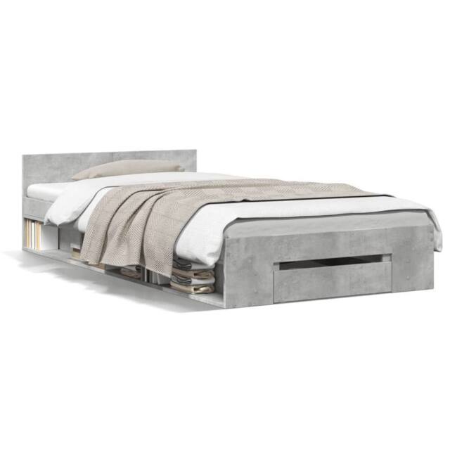 Berkfield Home Bed Frame with Drawer without Mattress Concrete Grey 90x190 cm Single - image 1