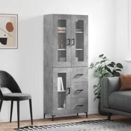 Berkfield Home Highboard Concrete Grey 69.5x34x180 cm Engineered Wood - thumbnail 2
