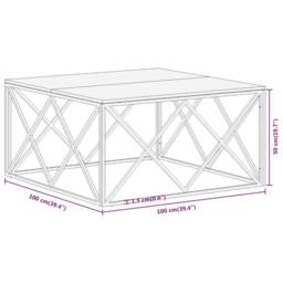 Berkfield Home Modern Coffee Table Silver Stainless Steel & Solid Sleeper Wood - thumbnail 9