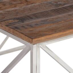 Berkfield Home Modern Coffee Table Silver Stainless Steel & Solid Sleeper Wood - thumbnail 5